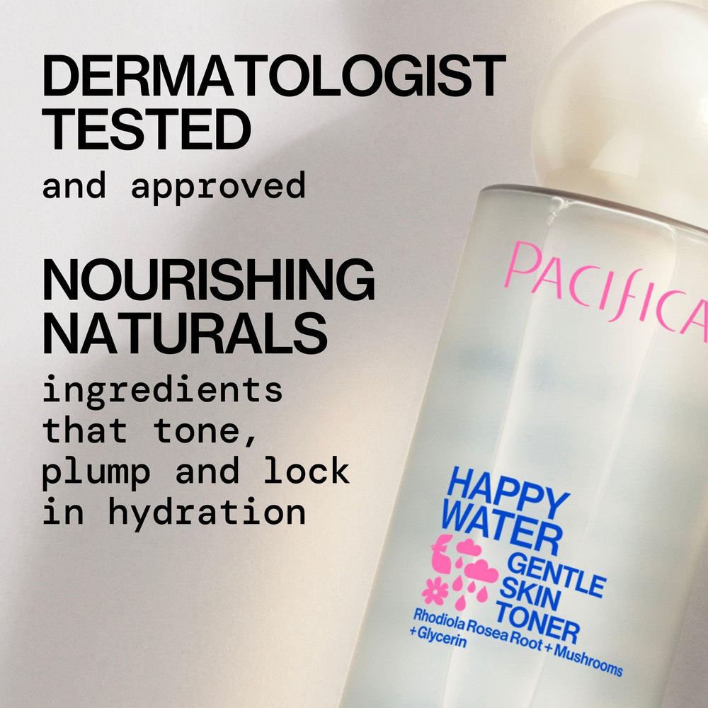 Pacifica Happy Water mist in use refreshing skin and delivering instant moisture