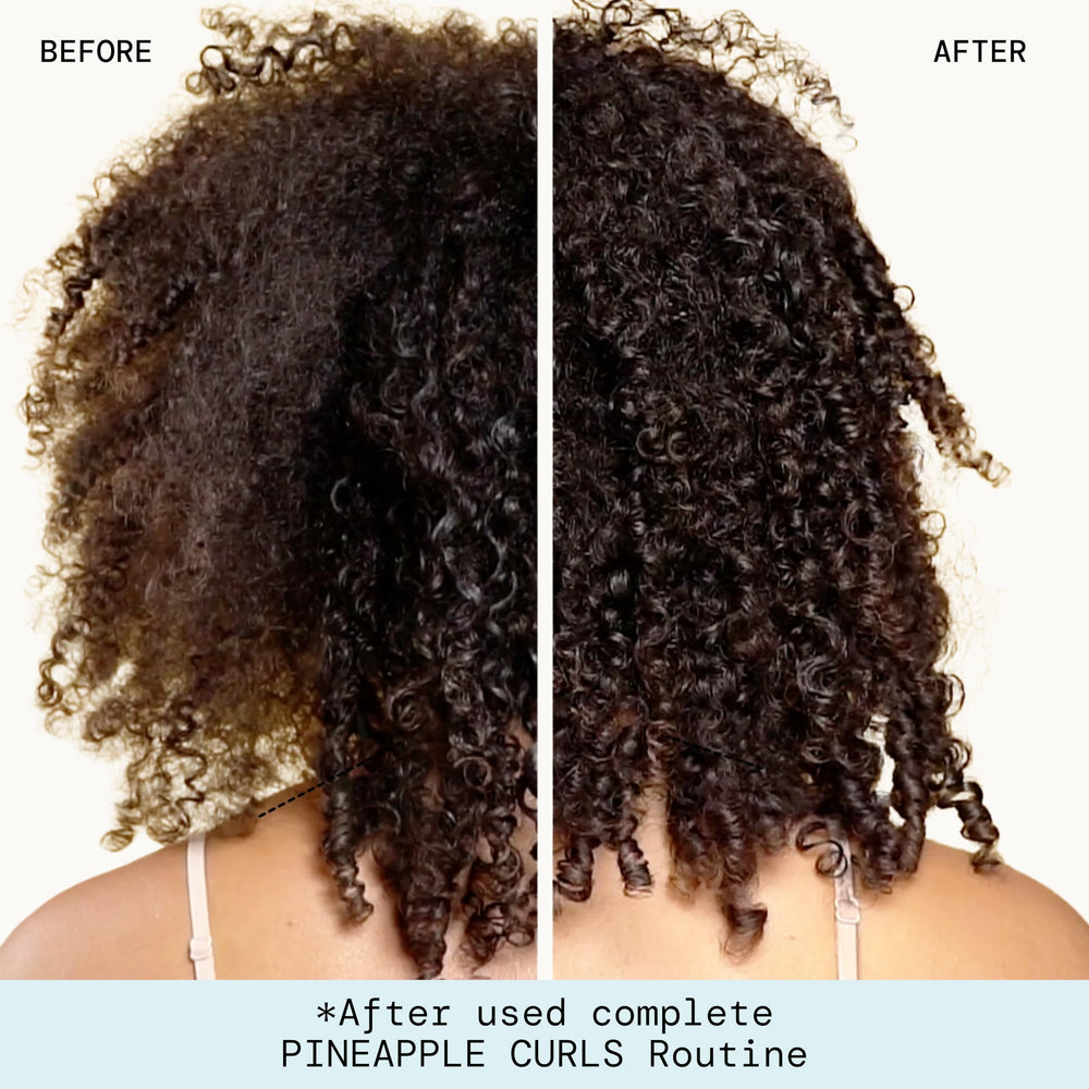 Pacifica shampoo being applied to curly hair to enhance moisture