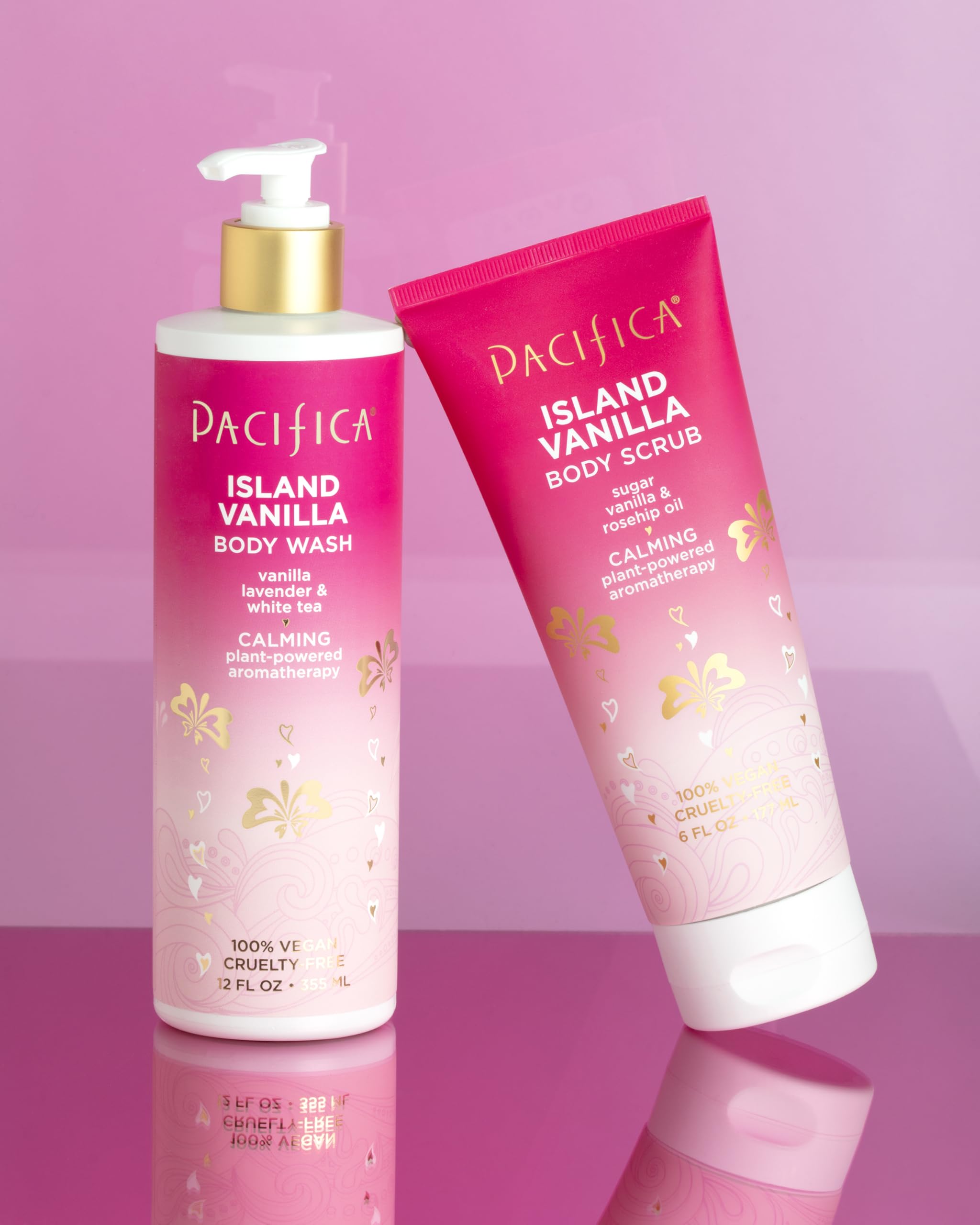 Pacifica lotion on bathroom shelf in lifestyle setting promoting daily ritual