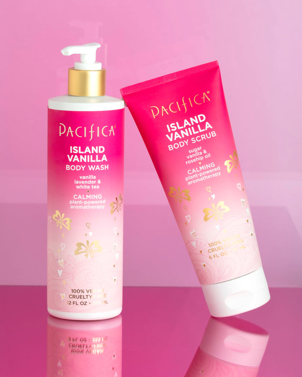 Pacifica lotion on bathroom shelf in lifestyle setting promoting daily ritual