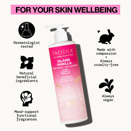 Pacifica bottle dispensing creamy lather for gentle hydration