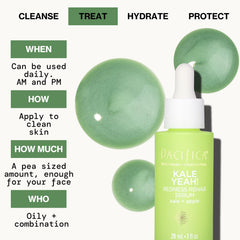 Pacifica ingredient display of kale and peptides highlighting antioxidant support
