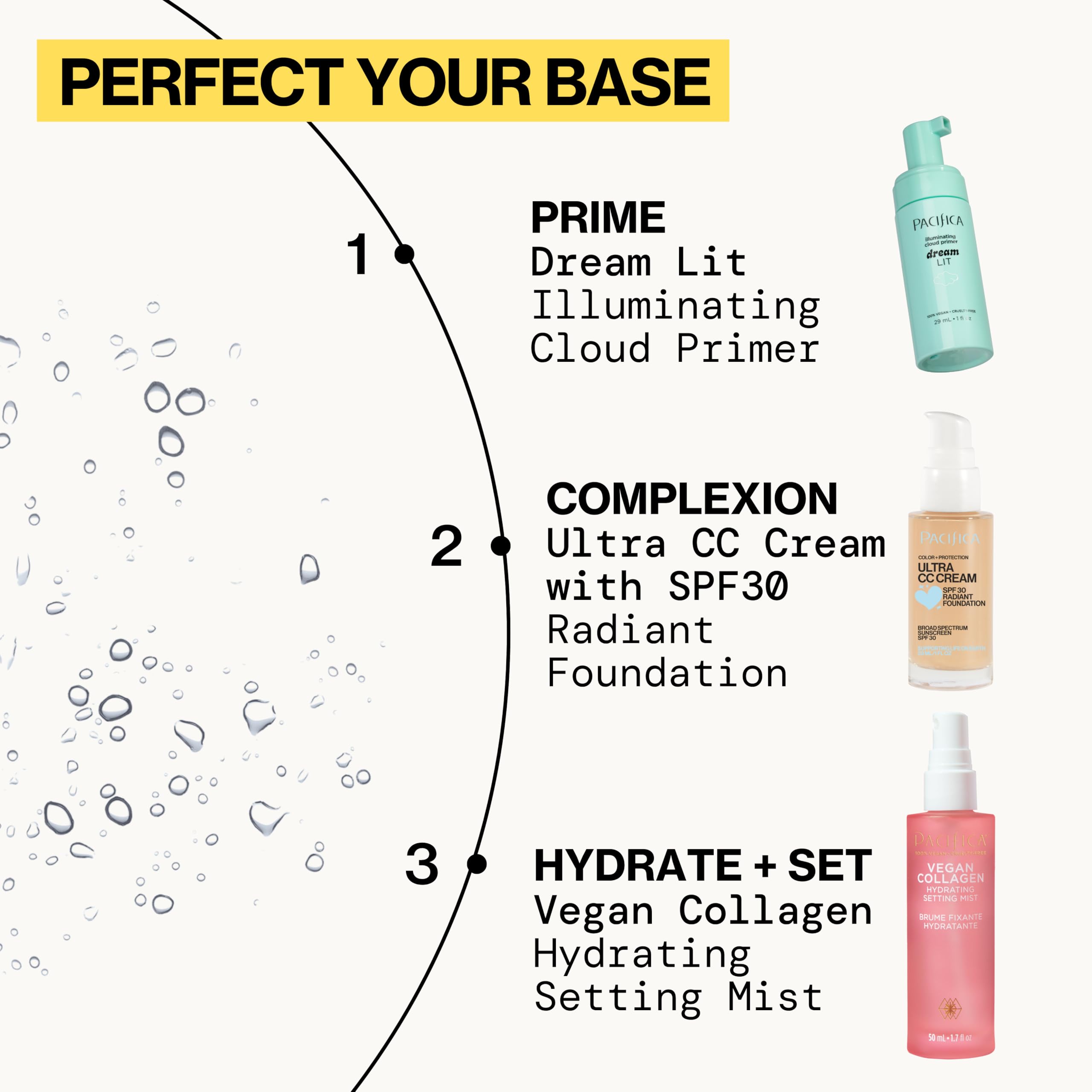 Pacifica label closeup highlighting vitamin C and sea algae for brightening and hydration