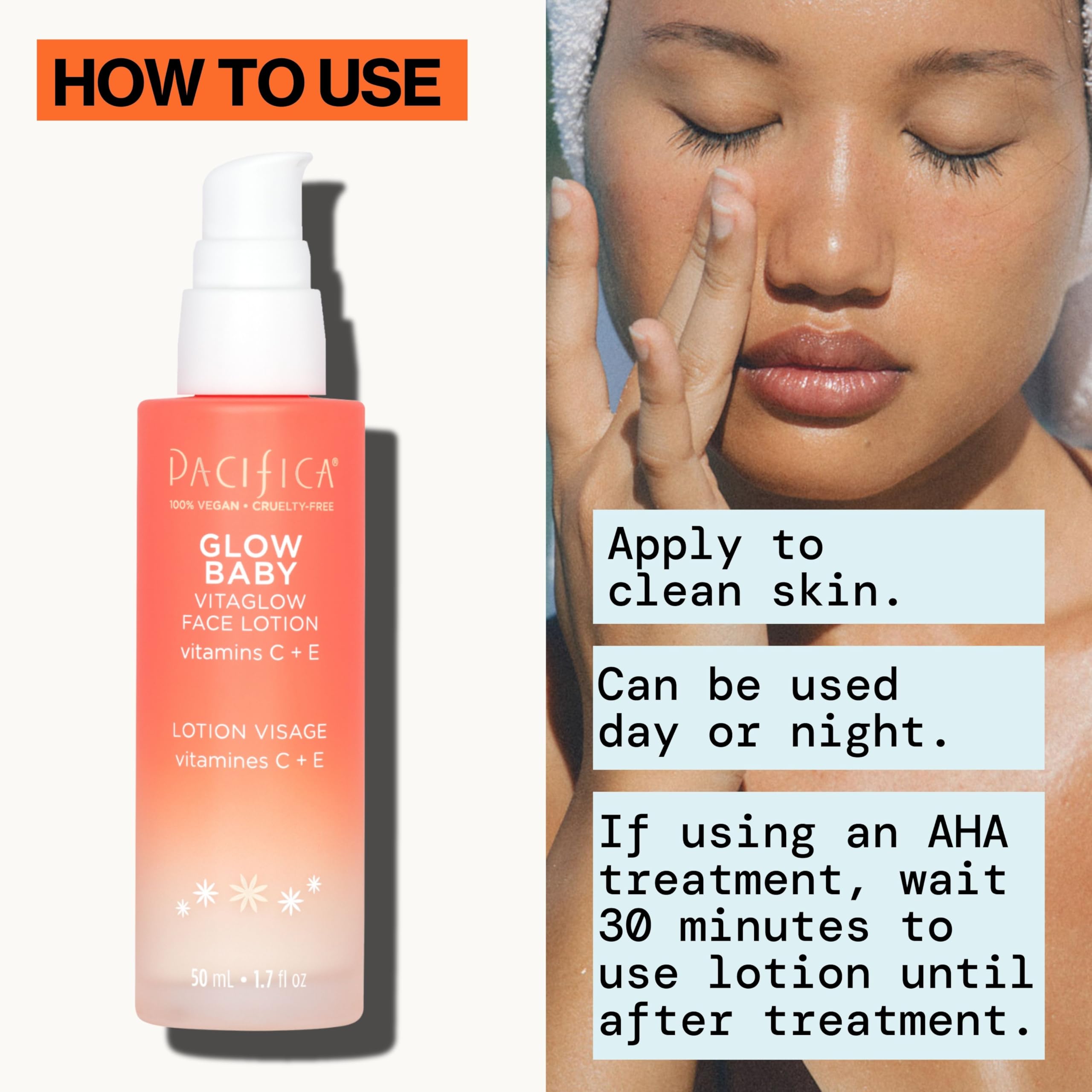Pacifica in bathroom setting showing daily routine ease and layering under SPF