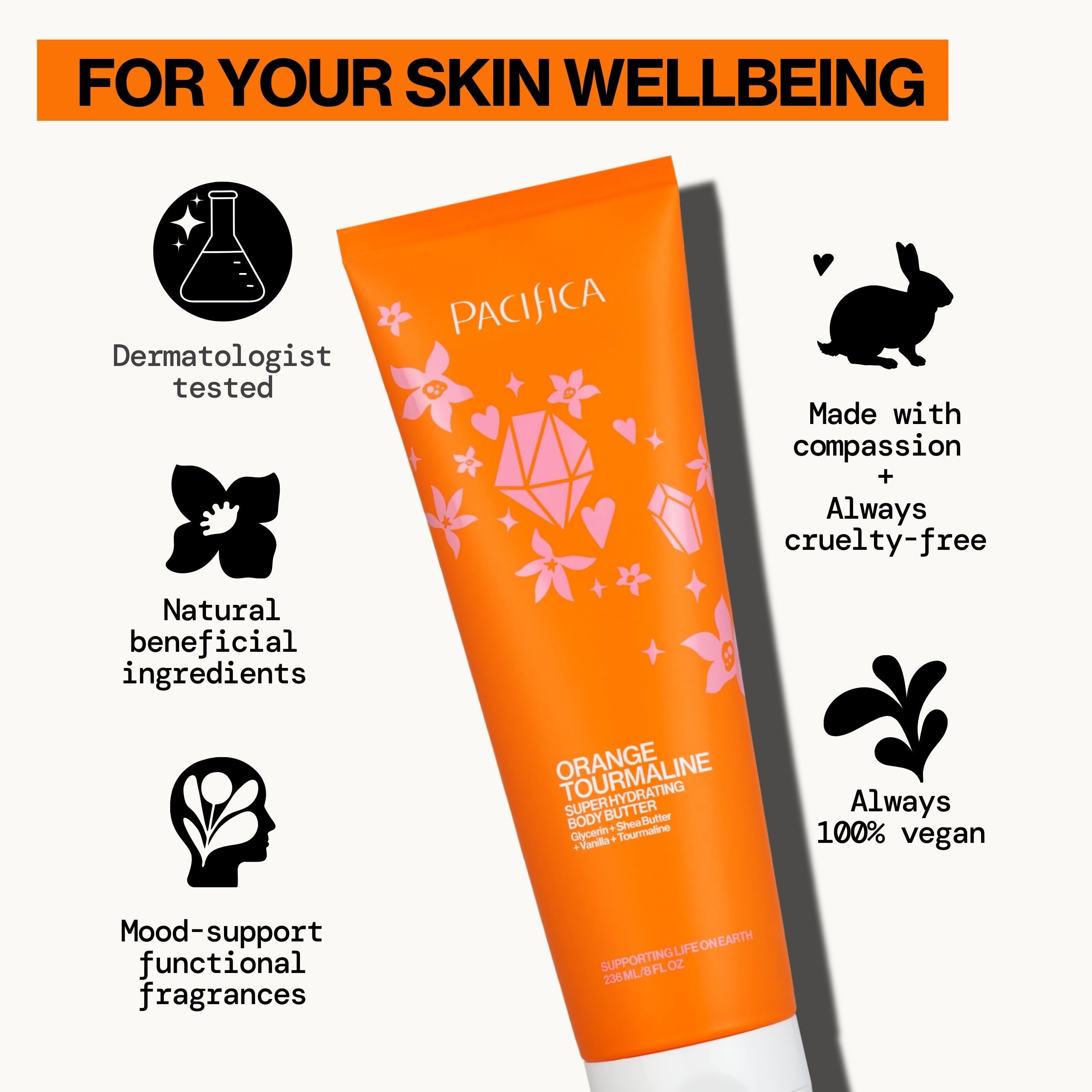 Pacifica label close-up highlighting clean-beauty claims and reassurance