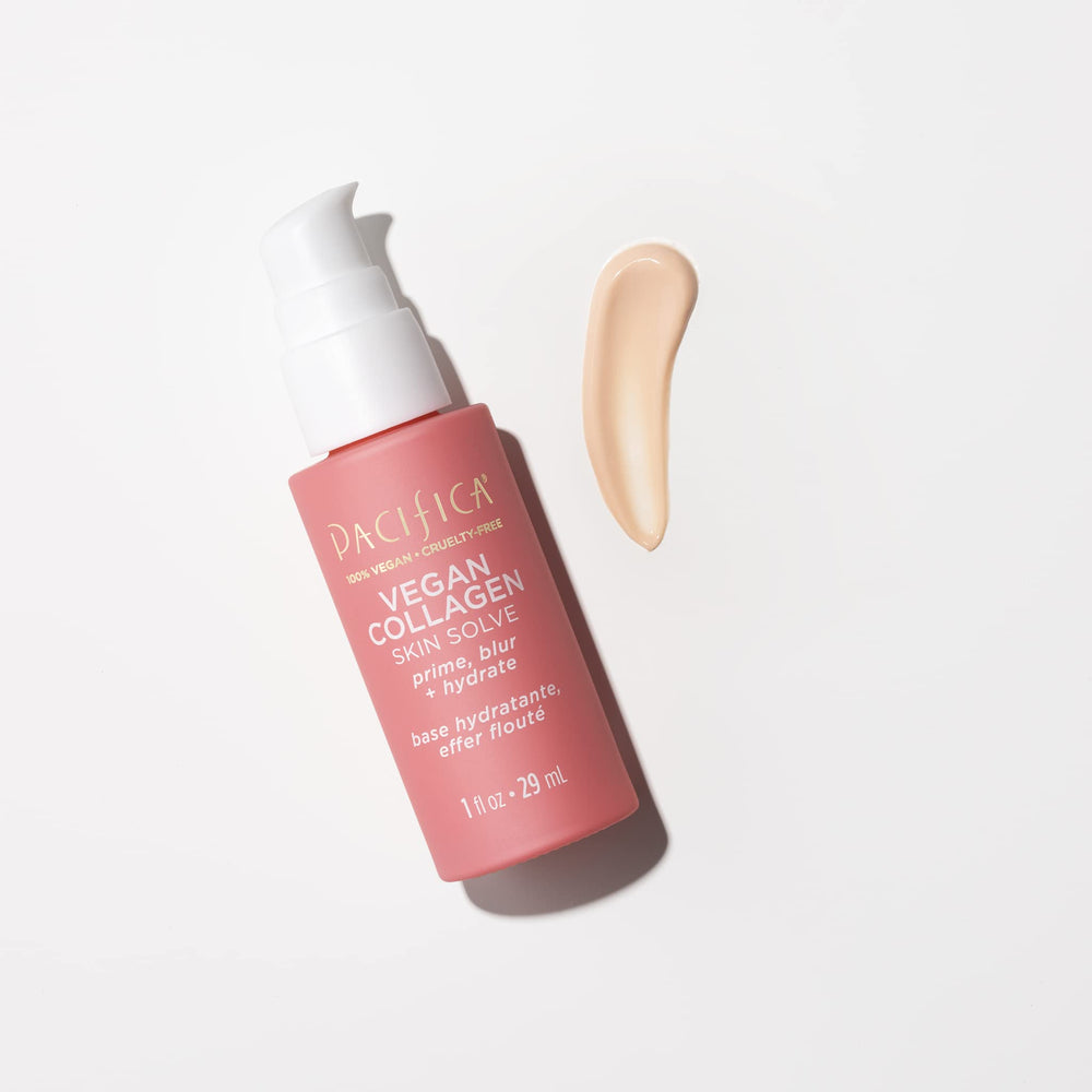 Pacifica primer worn alone on model for natural dewy glow and fresh-faced radiance