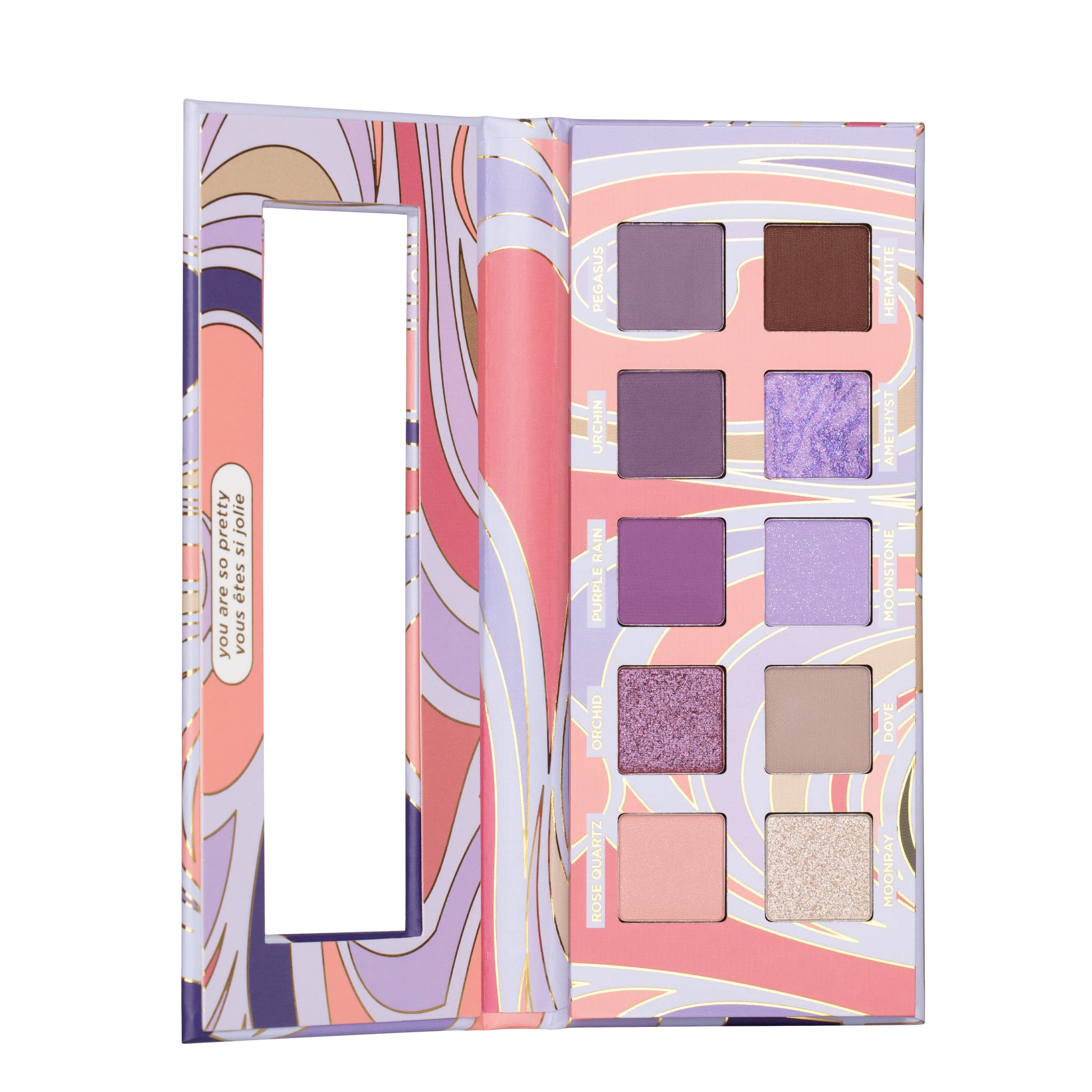 Pacifica front palette view showing 10 purple-nude shades and compact benefit of variety