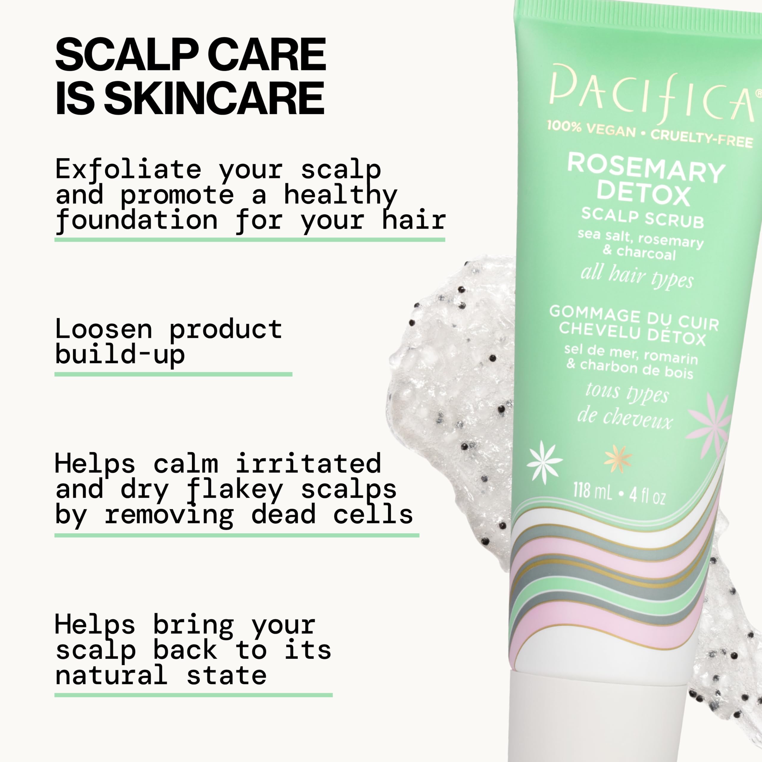Pacifica open jar showing scrub texture and nourishing oils for gentle exfoliation