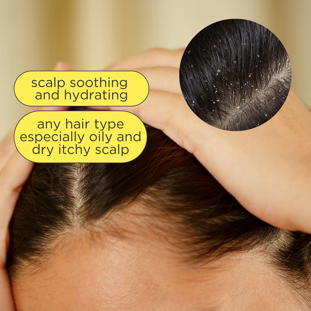 Pacifica spray being applied to scalp to illustrate targeted itch relief and hydration