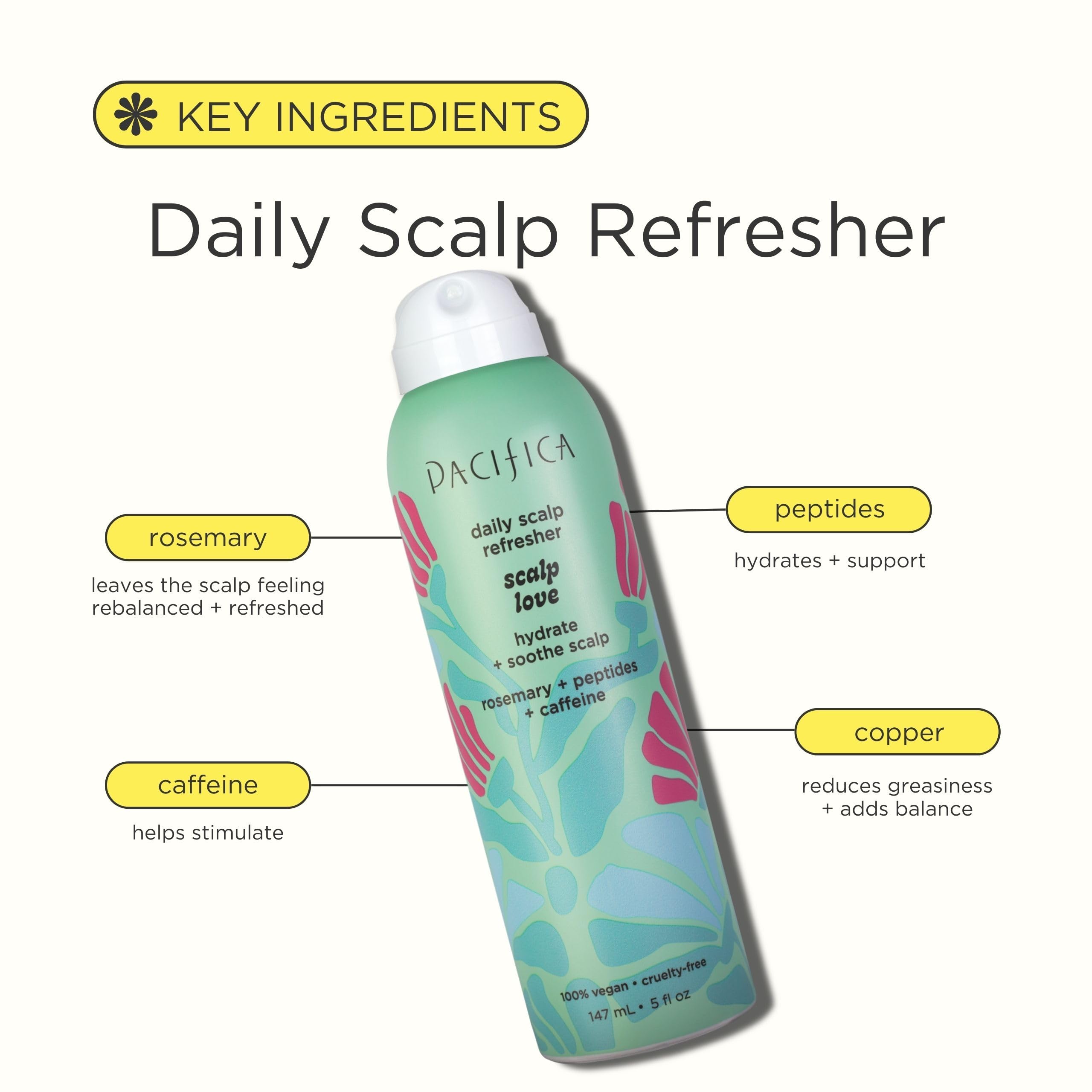 Pacifica scalp refresher held in hand to show 5oz size for on-the-go convenience