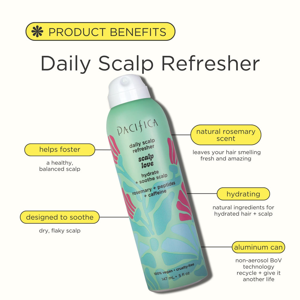 Pacifica scalp refresher mist spray closeup demonstrating fine cooling mist for rapid relief