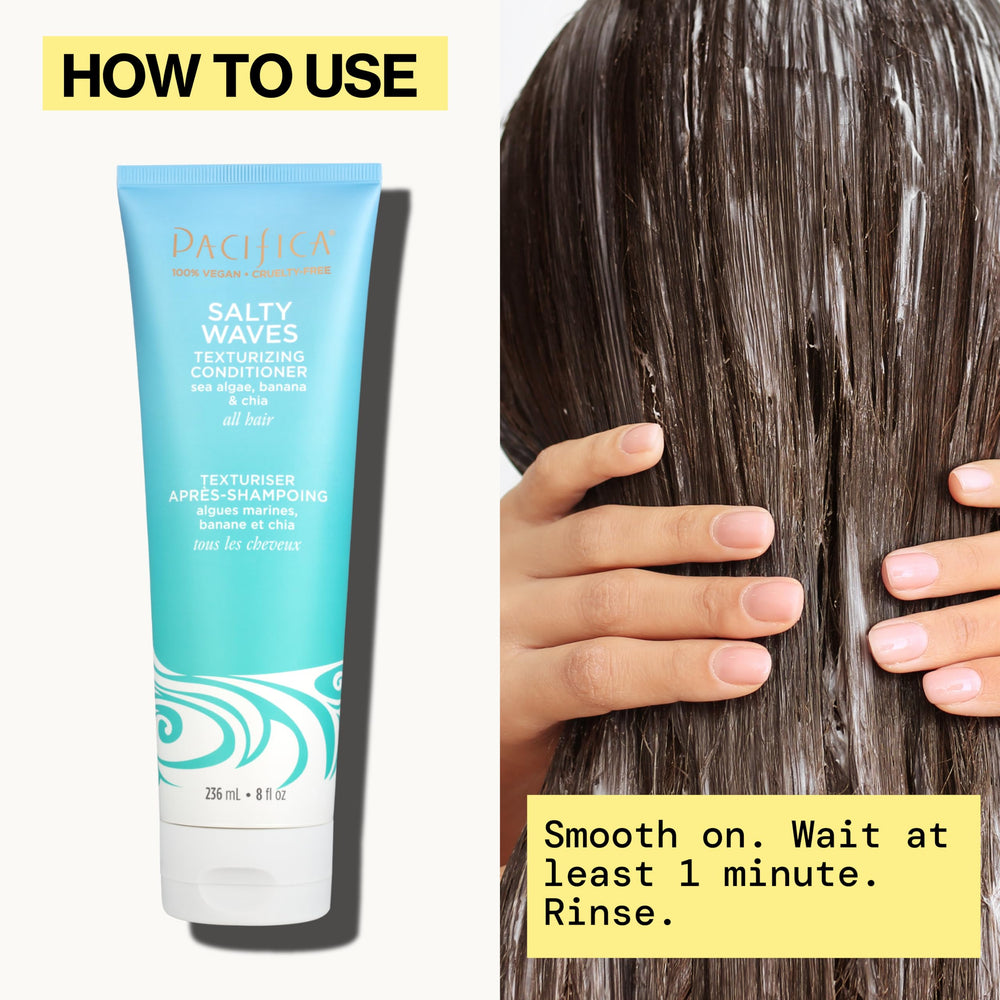 Pacifica bottle beside banana and coconut highlighting scent and natural extracts