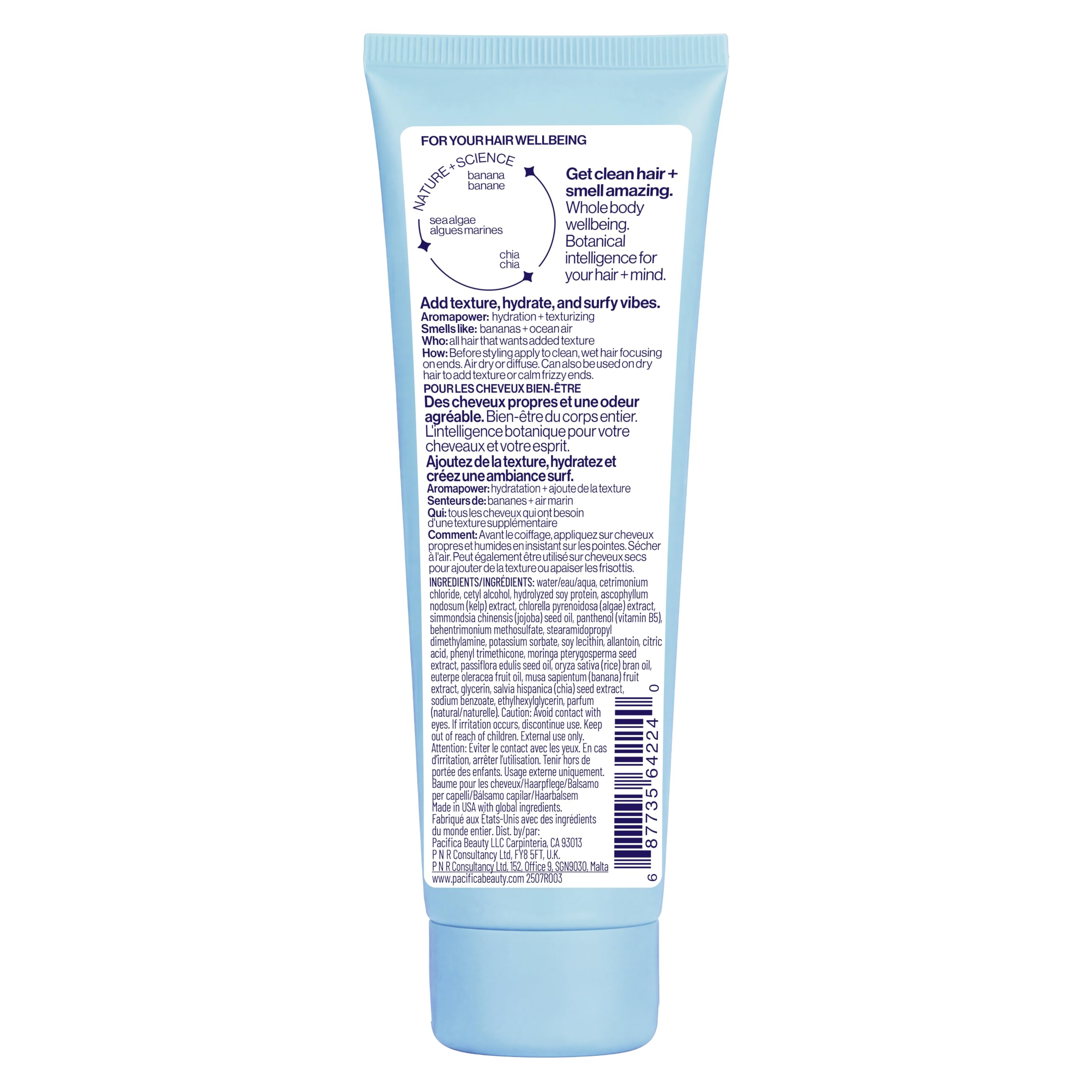 Pacifica Salty Waves ingredient label view emphasizing clean formulation benefit