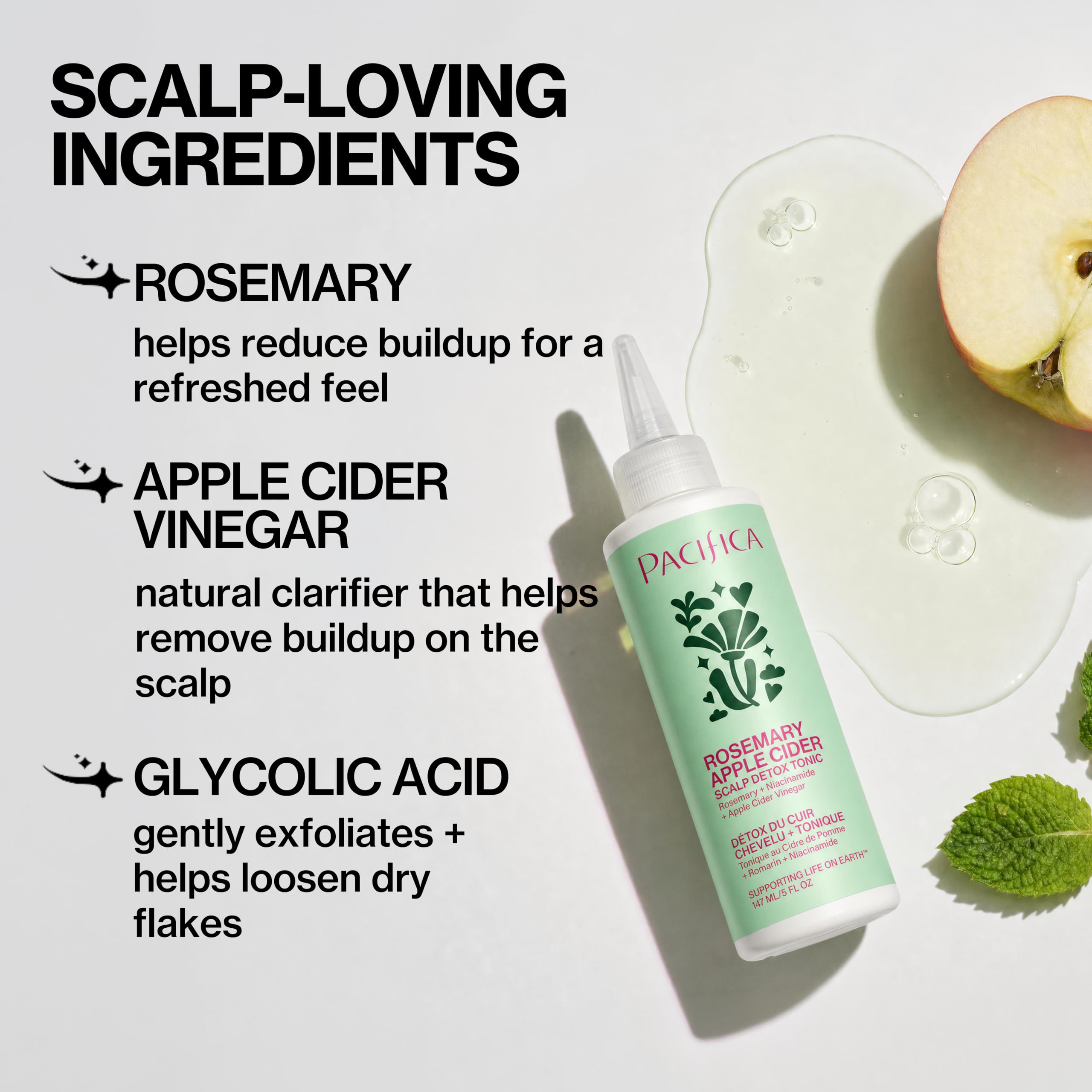 Pacifica product label listing glycolic, salicylic, apple cider vinegar and botanicals