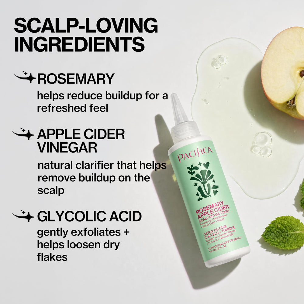 Pacifica product label listing glycolic, salicylic, apple cider vinegar and botanicals