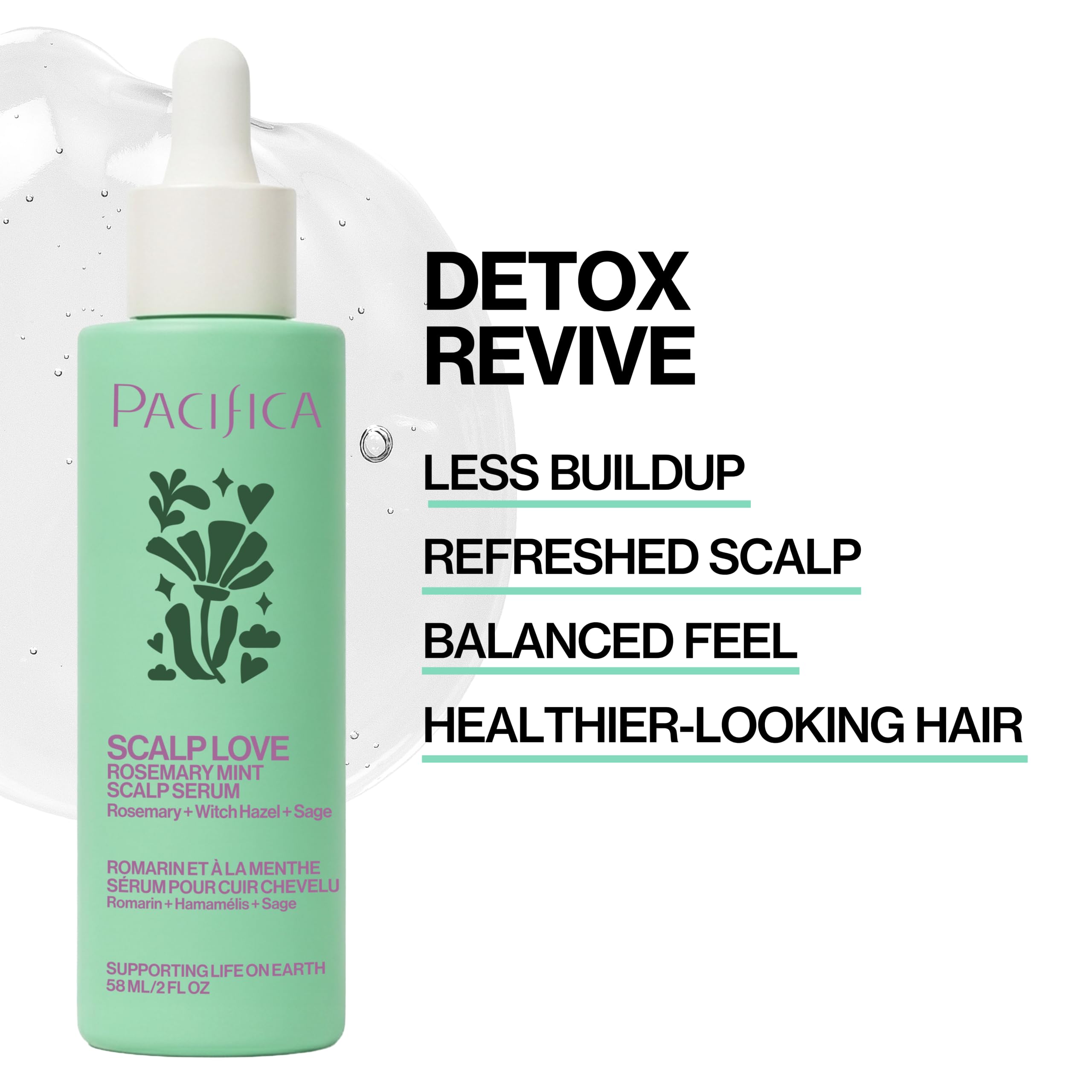 Pacifica serum texture close-up highlighting lightweight, non-greasy formula