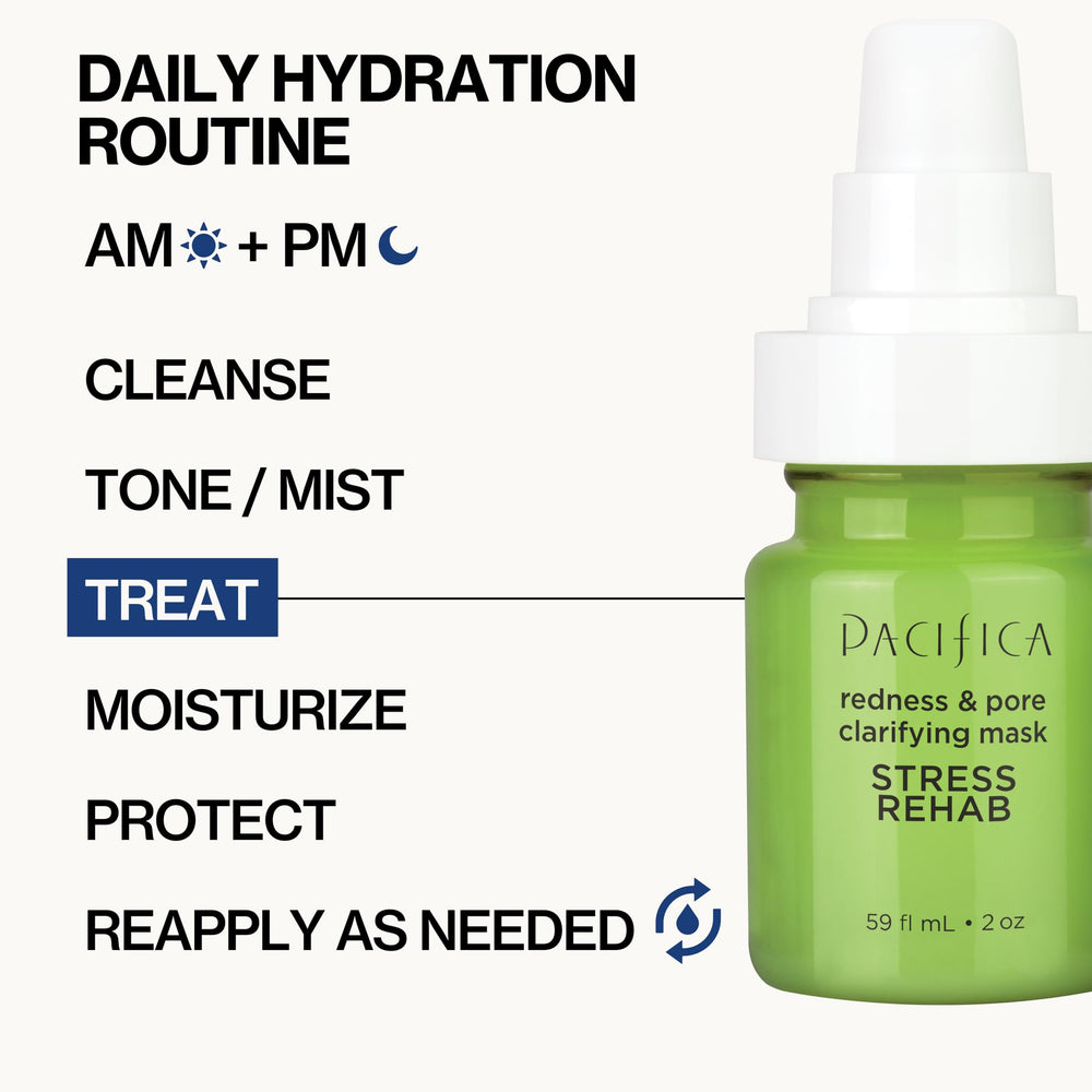 Pacifica lifestyle nightstand scene promoting relaxing at-home skin rehab