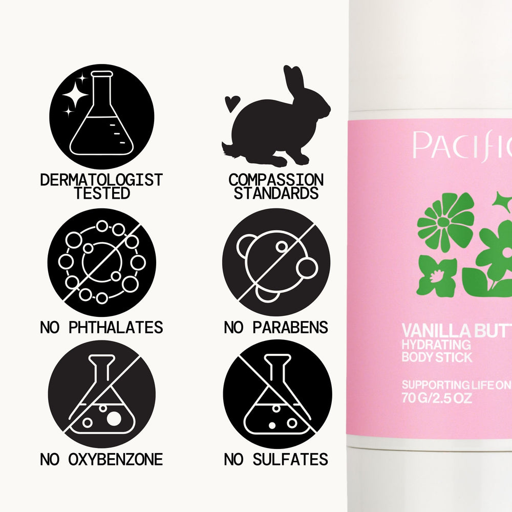 Pacifica label close-up highlighting clean, vegan ingredients for safer use