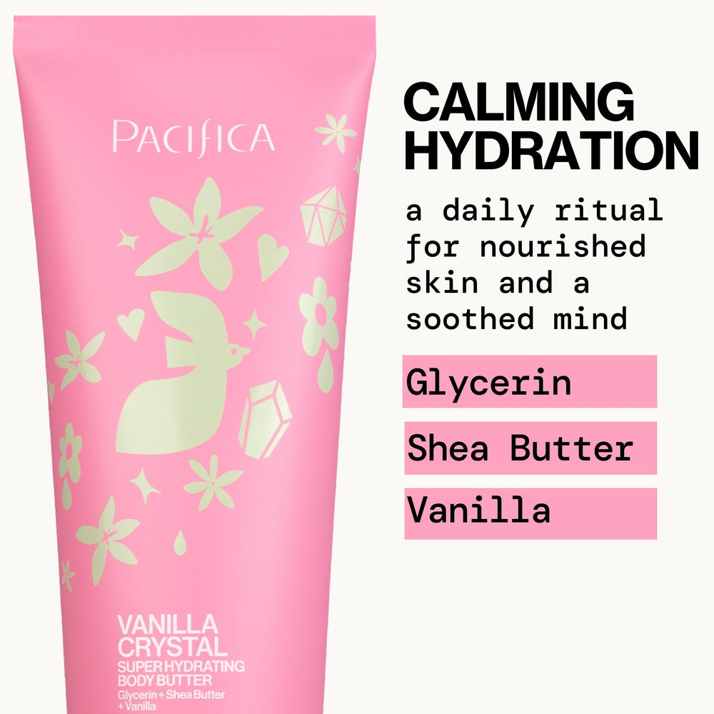 Pacifica lotion being dispensed to show smooth application benefit