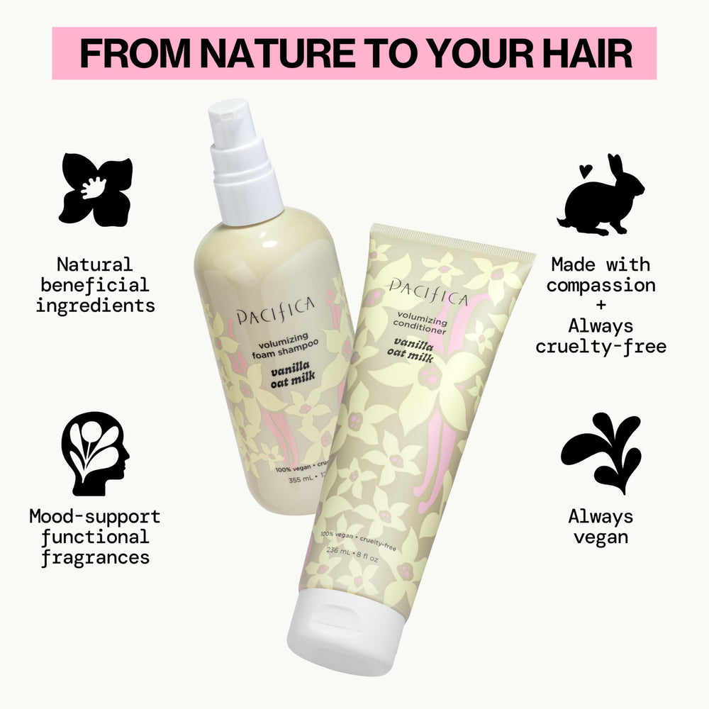 Pacifica opened cap with a drop highlighting rinsable, non-greasy formula