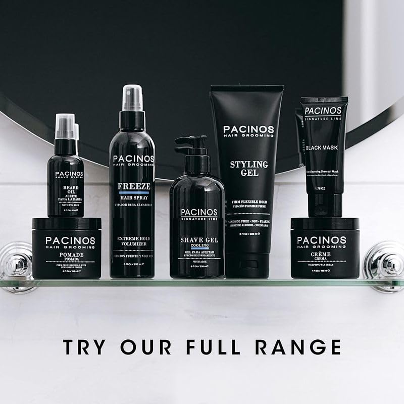 Pacinos on bathroom shelf in lifestyle setting suggesting daily grooming routine benefit