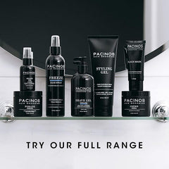 Pacinos on bathroom shelf in lifestyle setting suggesting daily grooming routine benefit