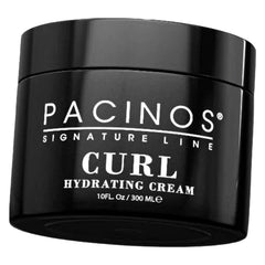 Pacinos jar staged on bathroom shelf suggesting daily styling routine