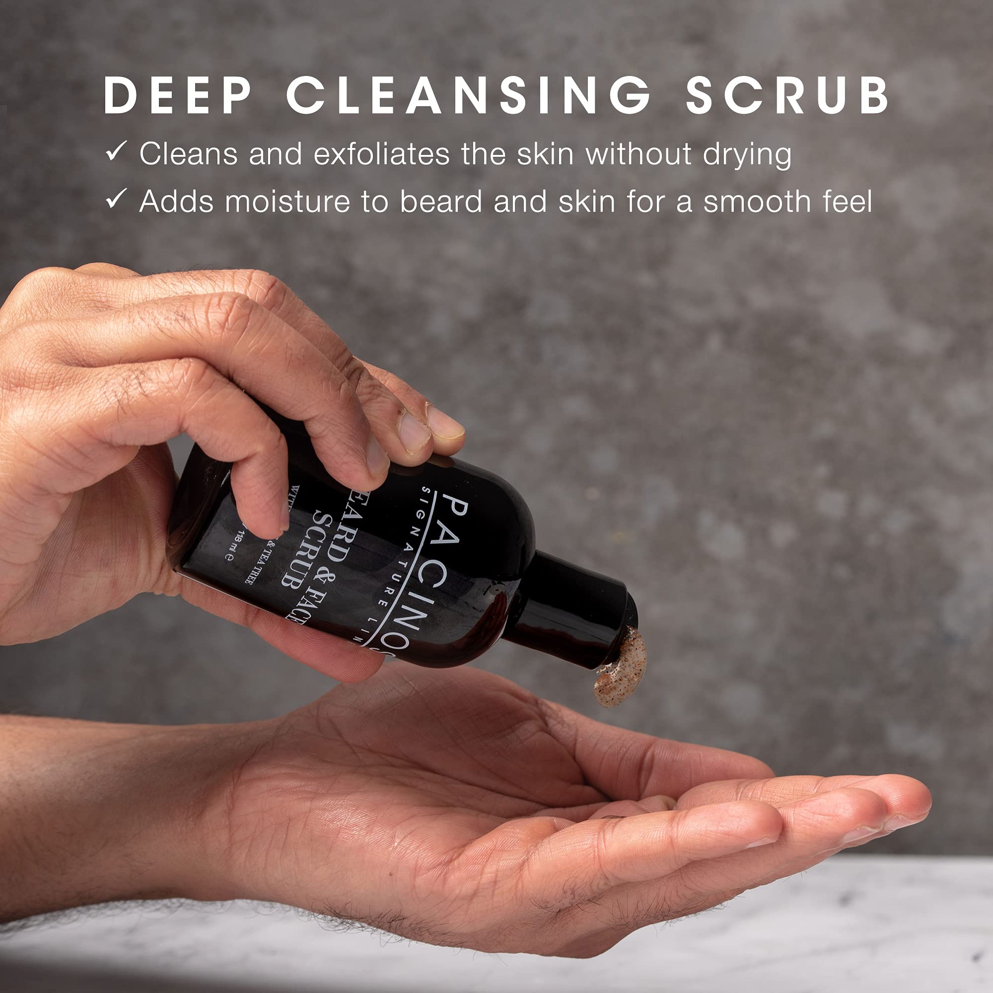 Pacinos rich foam lather on hand demonstrating easy coverage and cleansing benefit