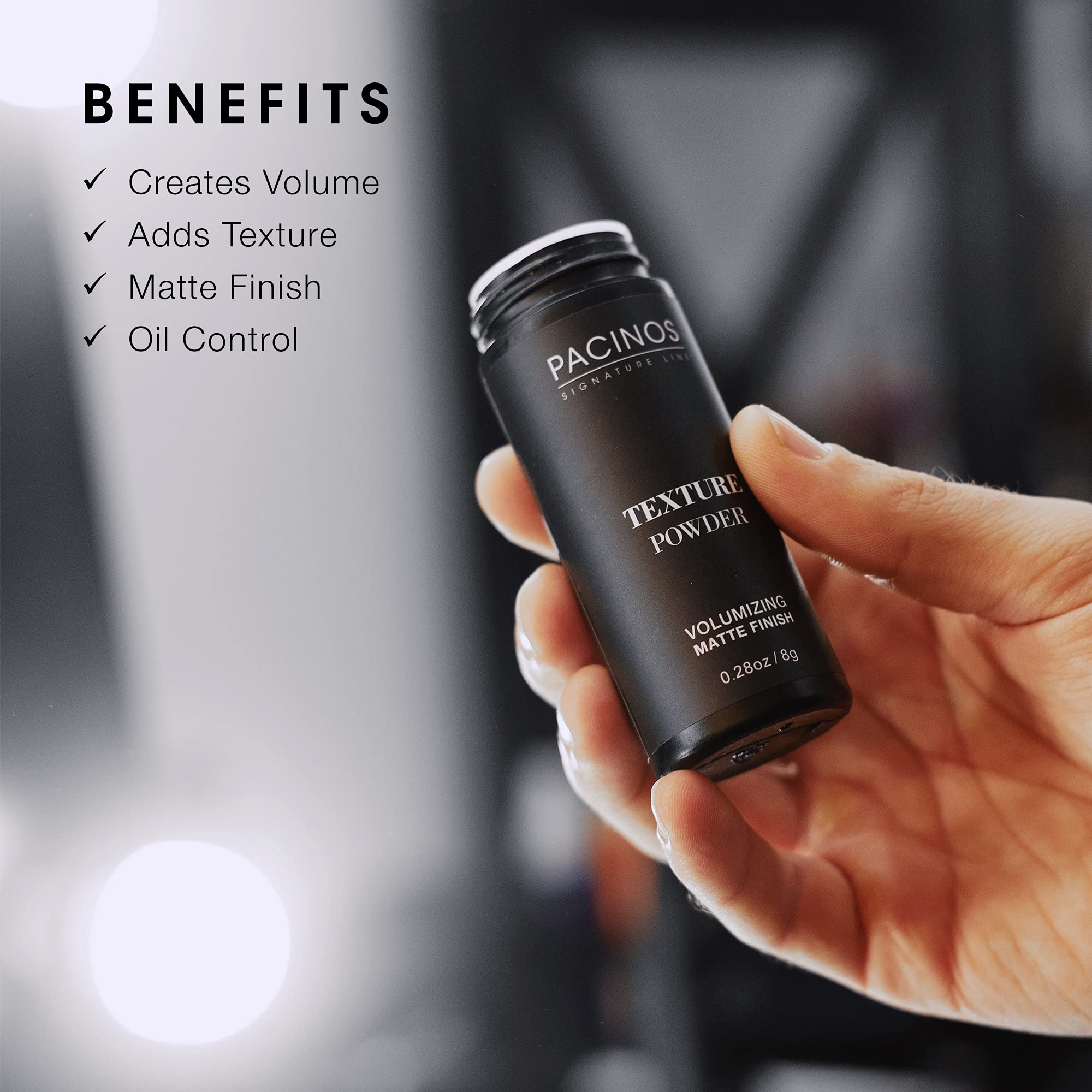 Pacinos shaker nozzle detail for controlled powder dispensing benefit