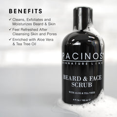 Pacinos texture close-up revealing gentle exfoliating micro-particles and smooth feel