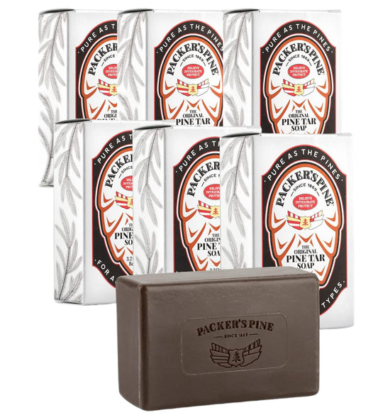 Packer's Pine front bar showing pine tar and natural cleansing benefit
