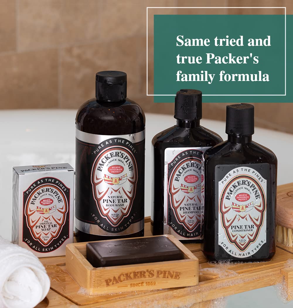 Packer's Pine label ingredients closeup highlighting natural formulation benefits