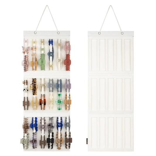 PACMAXI front view ivory hanger showing organized hair clips and tidy display