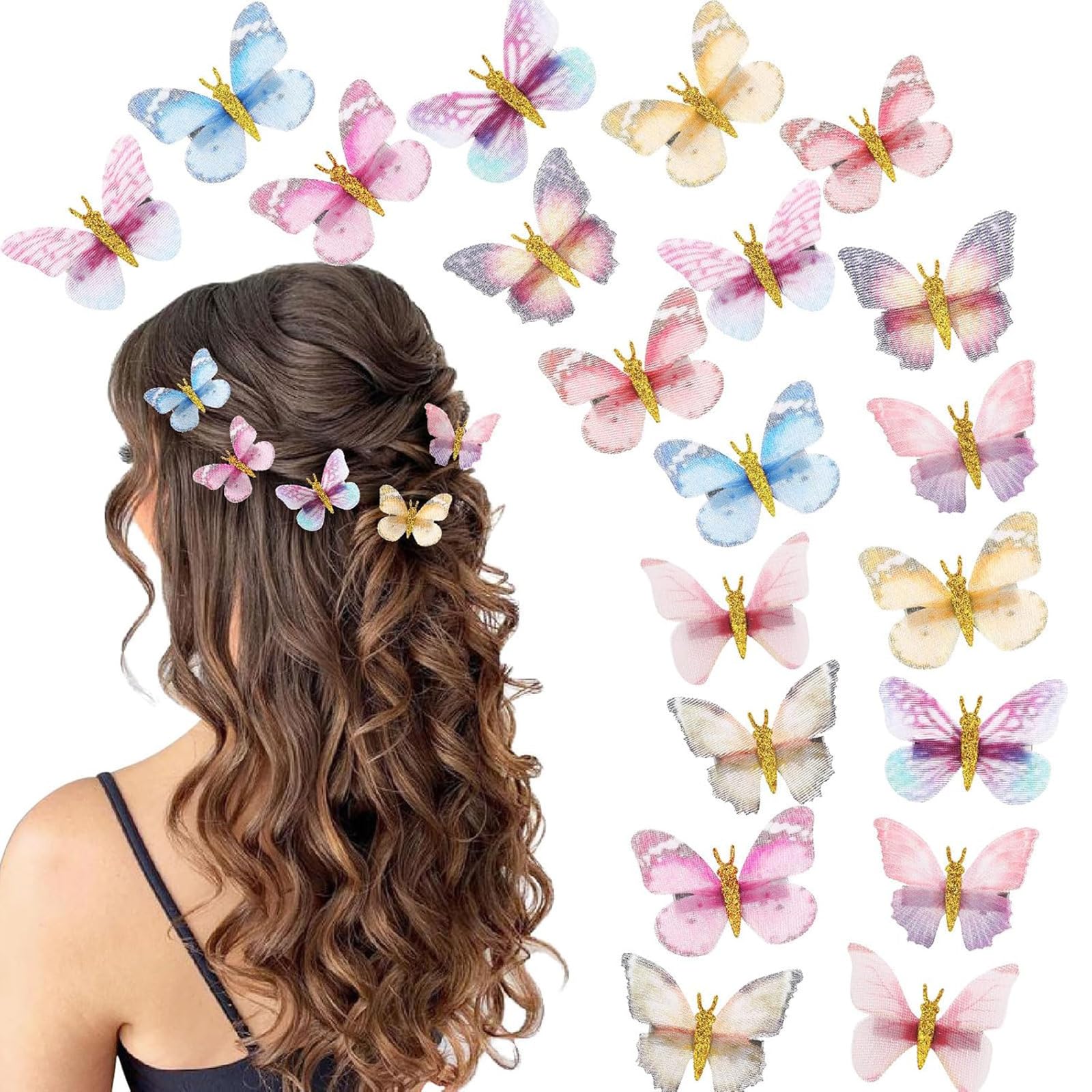paderison front package showing 20 colorful butterfly clips and instant style