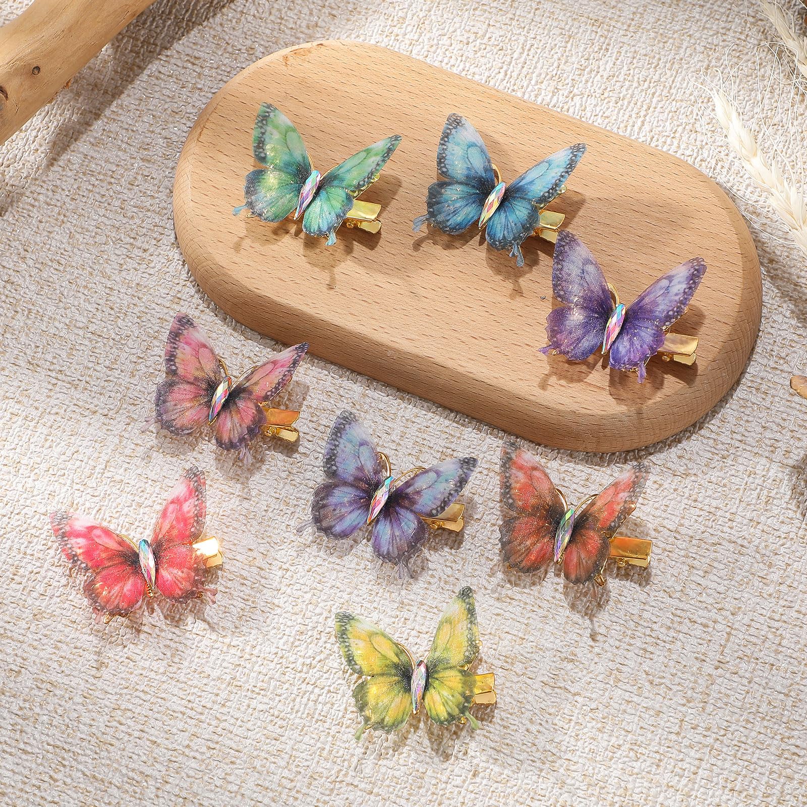 Paderison butterfly clips worn with party outfit for whimsical accent