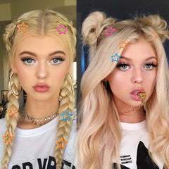 Paderison star clips clipped in hair showing secure hold benefit