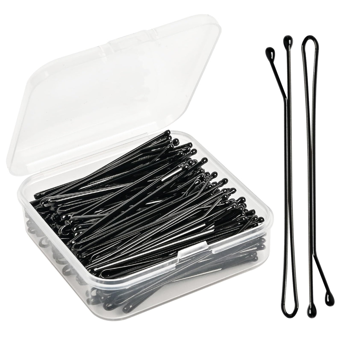 Pagabach front packaging showing 100 black bobby pins and case, organized for convenience