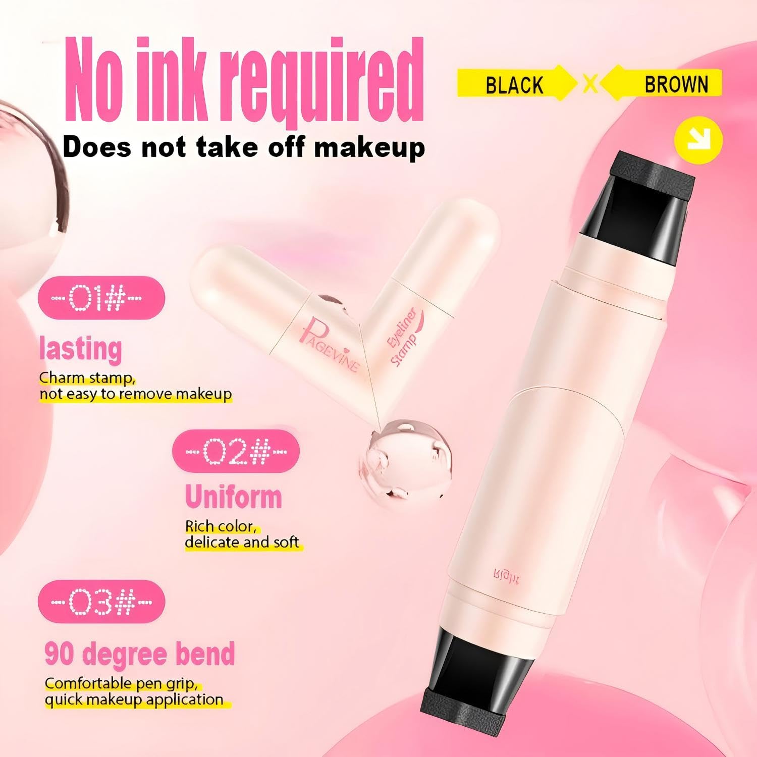 PAGE VINE fine liner tip detail for precise lash-line definition and control