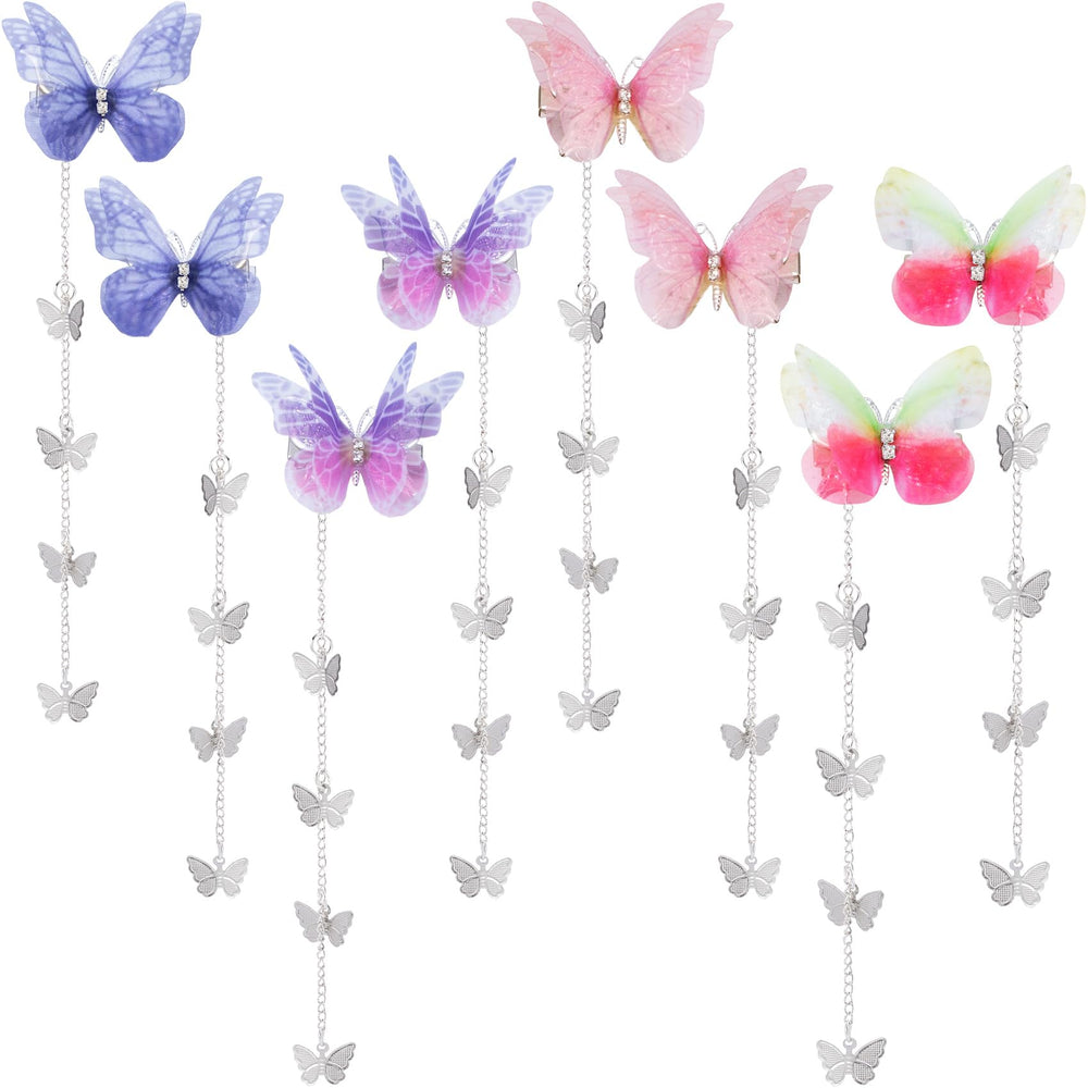 PAGOW front view of 8 butterfly tassel clips showing colors and packaging, enhances gifting appeal