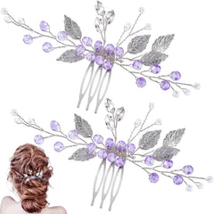 PAGOW front view of purple rhinestone combs showing decorative shine and elegance