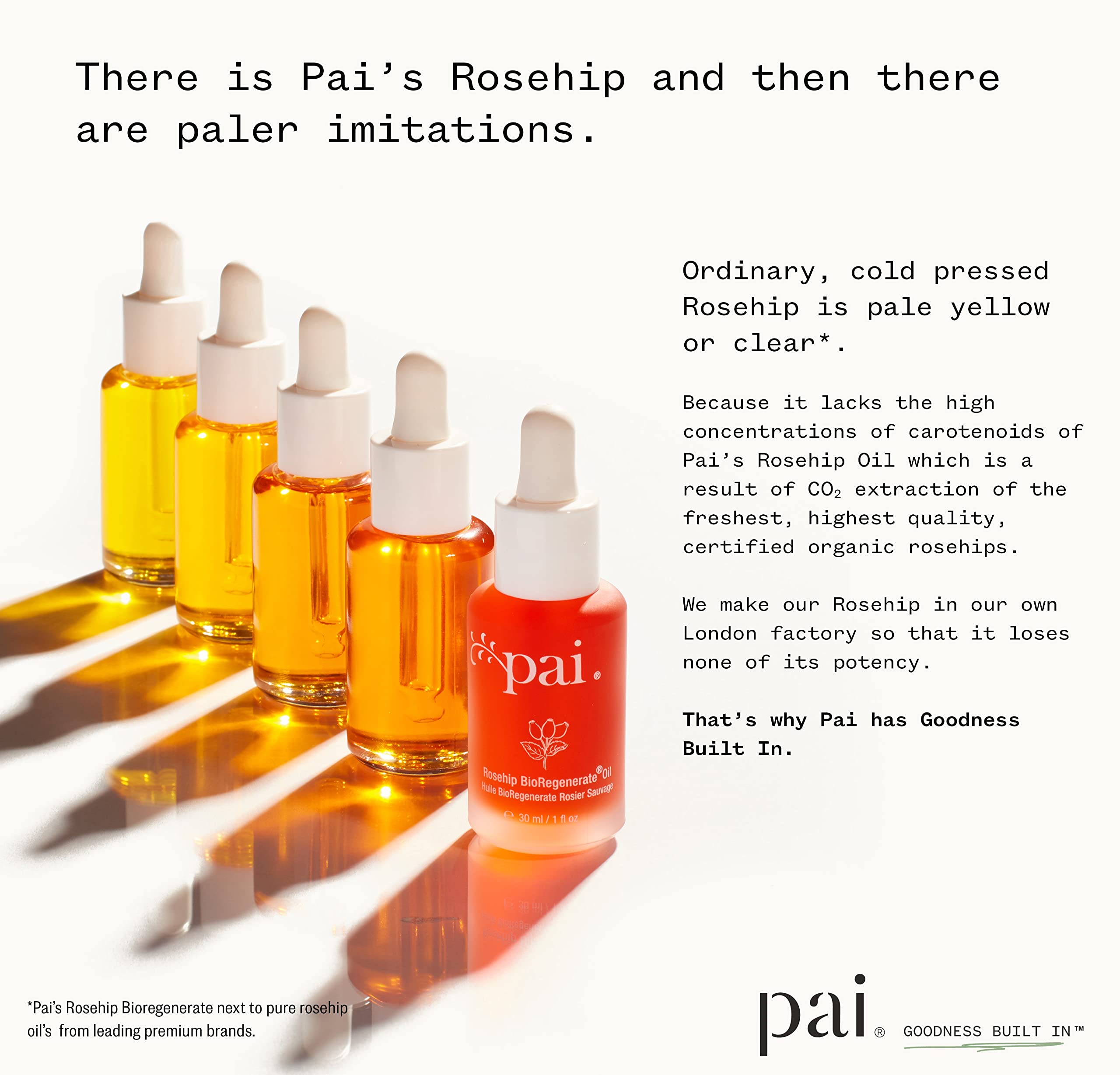 PAI SKINCARE golden oil texture pooled on white surface showing lightweight absorption benefit