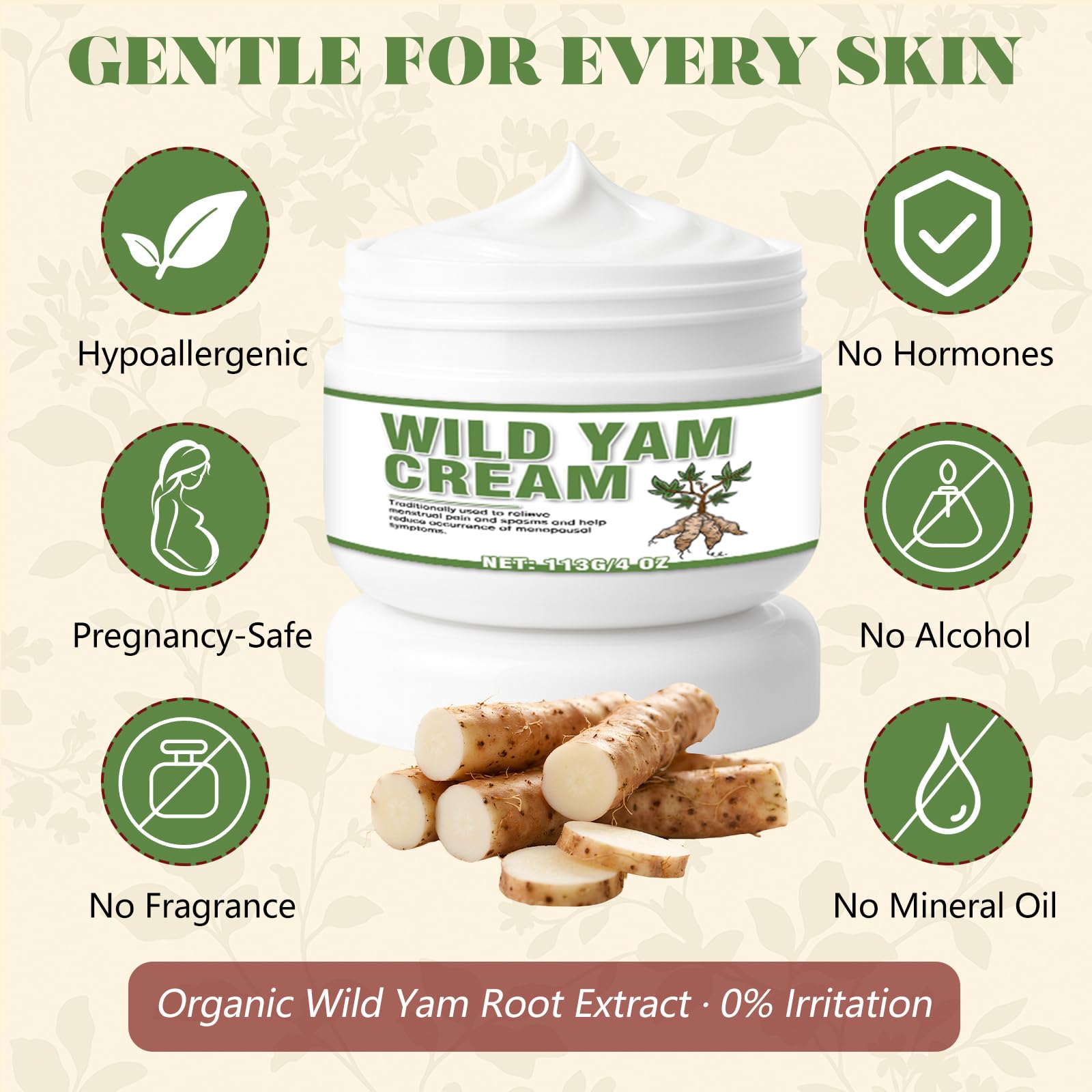 Organic wild yam root close-up with Paistely label indicating natural phytonutrient ingredient support