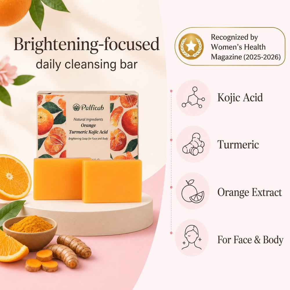 PALFICAB soap staged in bathroom during routine, suggests daily use and lifestyle fit