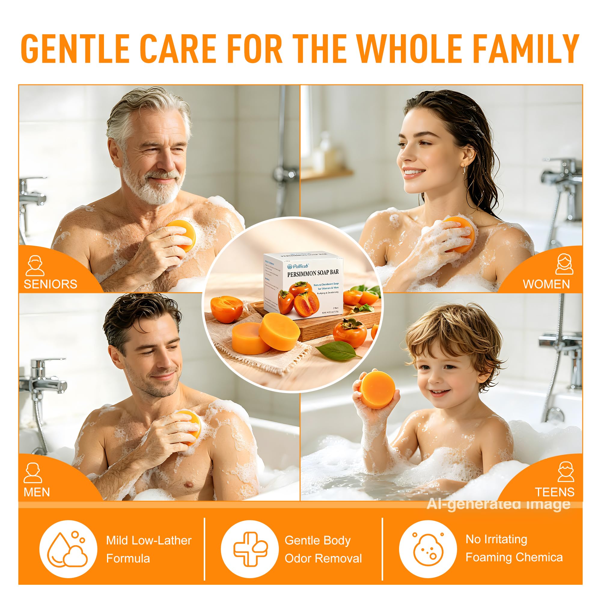PALFICAB soap in shower scene offering odor control and daily freshness