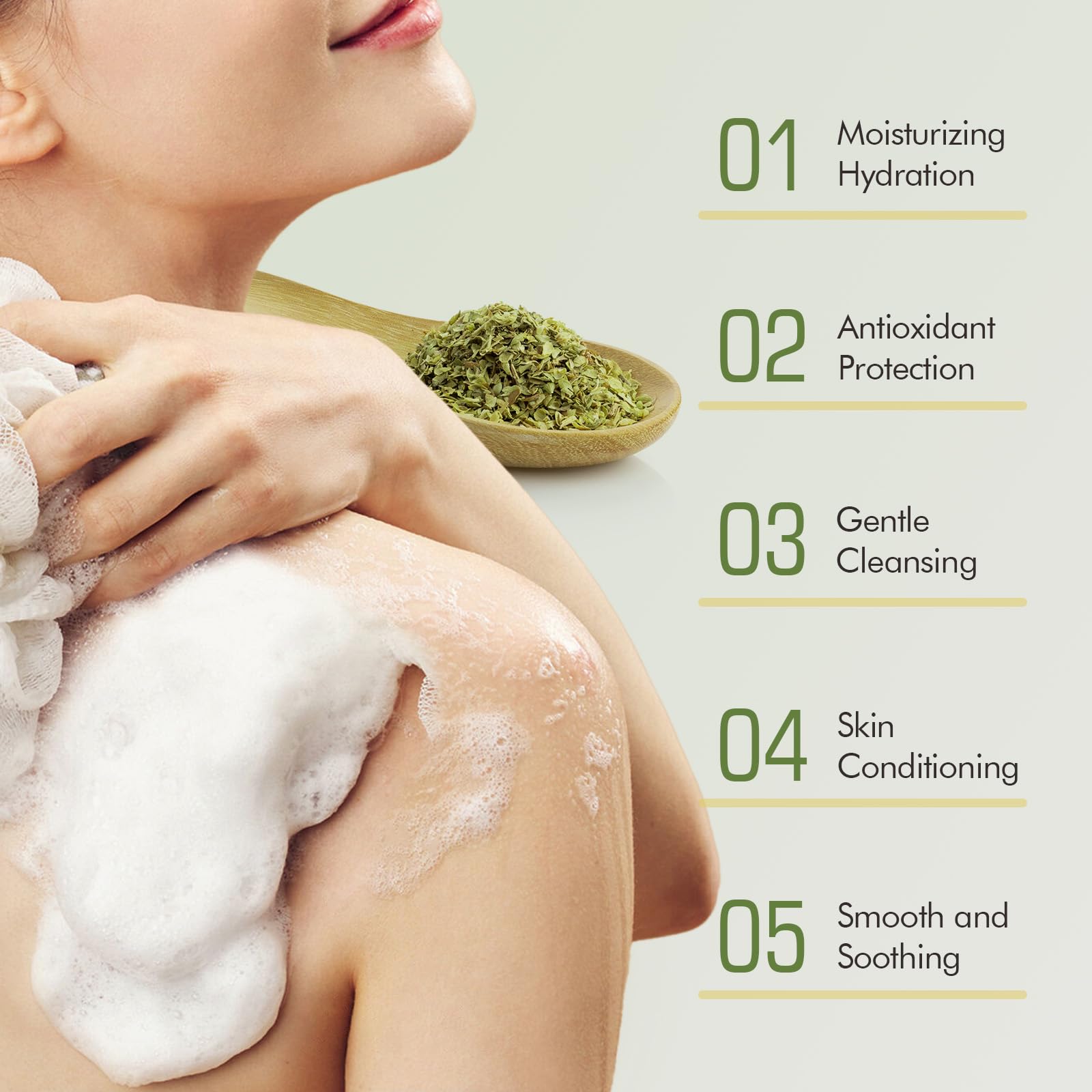 PALFICAB close-up of green tea leaf fragments on soap bar highlighting exfoliation benefit
