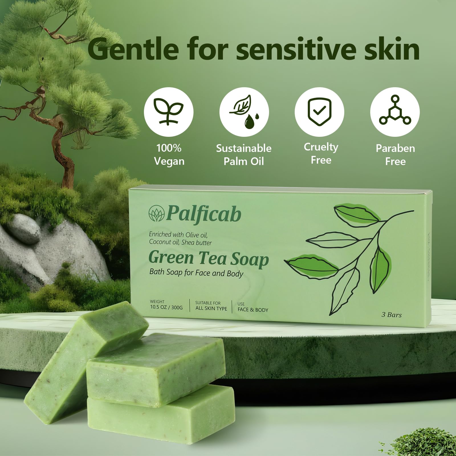 PALFICAB soap bar in hand for size and easy travel convenience