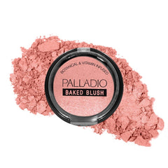 Palladio compact front view showing rosey blush and practical packaging