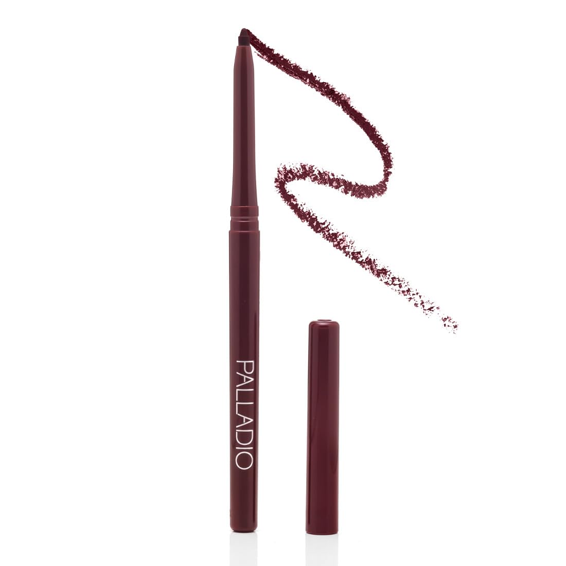 Palladio Black Berry twist-up liner front view showing slim design benefit