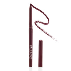 Palladio Black Berry twist-up liner front view showing slim design benefit