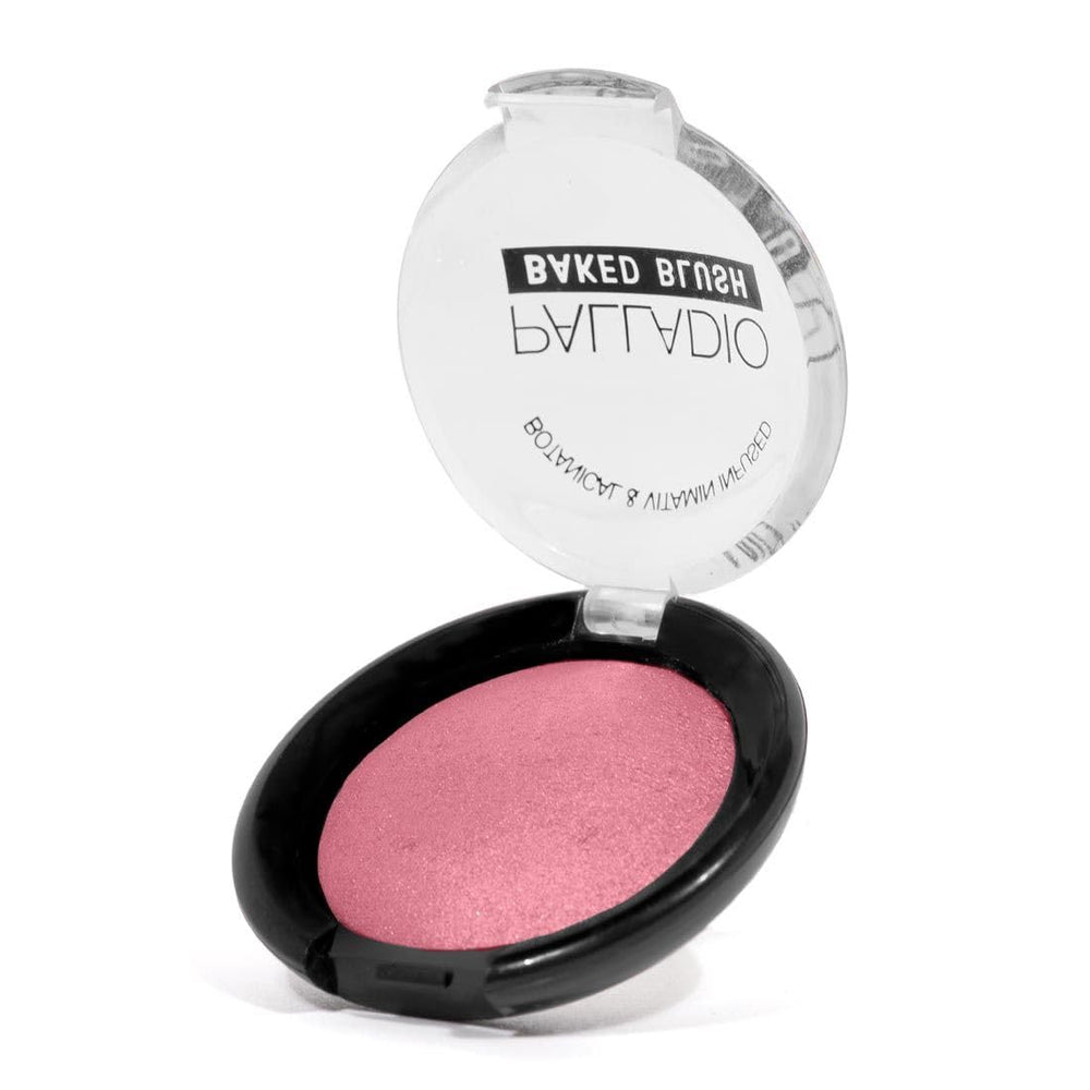 Model wearing Palladio baked blush giving a natural luminous glow
